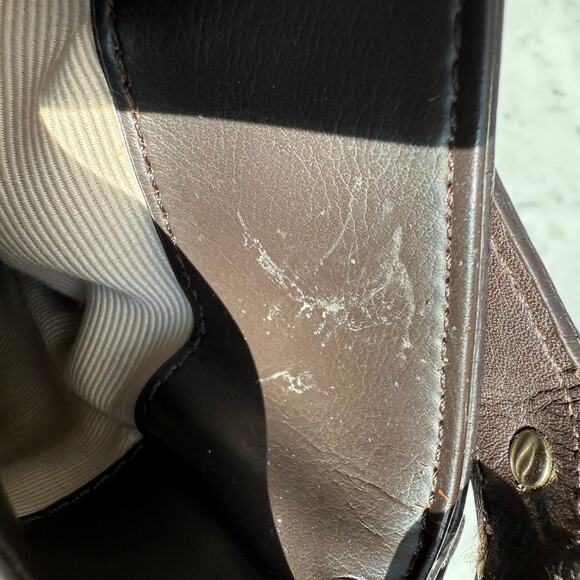 Ann Taylor Brown Shoulder Bag with Gold Ring Hardware Medium Tote Satchel - Picture 10 of 11